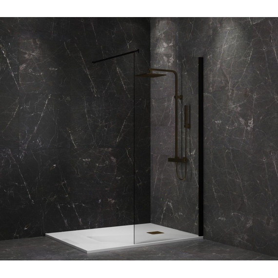 Душевая перегородка Paini 110 см PAINI-WalkIN110C (стекло 8 мм) с кронштейном в комплекте, чёрный/прозрачное фото 4