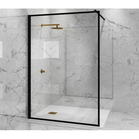 Душевая перегородка Paini 100 см PAINI-WalkIN100F (стекло 8 мм) с кронштейном в комплекте, чёрный/прозрачное фото 3