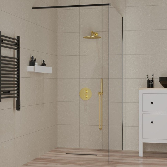 Душевая перегородка Paini 110 см PAINI-WalkIN110F (стекло 8 мм) с кронштейном в комплекте, чёрный/прозрачное фото 4