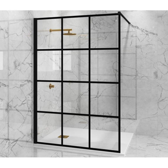 Душевая перегородка Paini 100 см PAINI-WalkIN100G (стекло 8 мм) с кронштейном в комплекте, чёрный/прозрачное фото 3