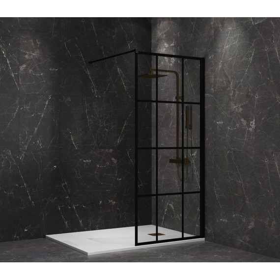 Душевая перегородка Paini 100 см PAINI-WalkIN100G (стекло 8 мм) с кронштейном в комплекте, чёрный/прозрачное фото 4