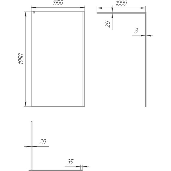 Душевая перегородка Paini 110 см PAINI-WalkIN110C (стекло 8 мм) с кронштейном в комплекте, чёрный/прозрачное фото 8