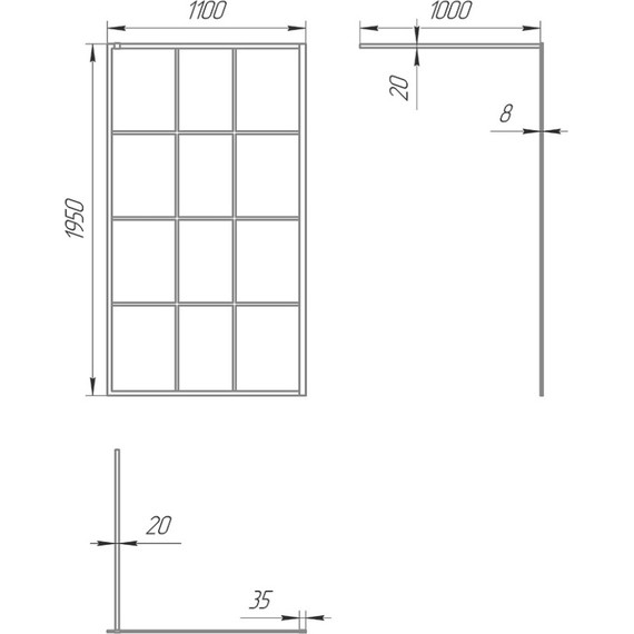 Душевая перегородка Paini 110 см PAINI-WalkIN110G (стекло 8 мм) с кронштейном в комплекте, чёрный/прозрачное фото 9