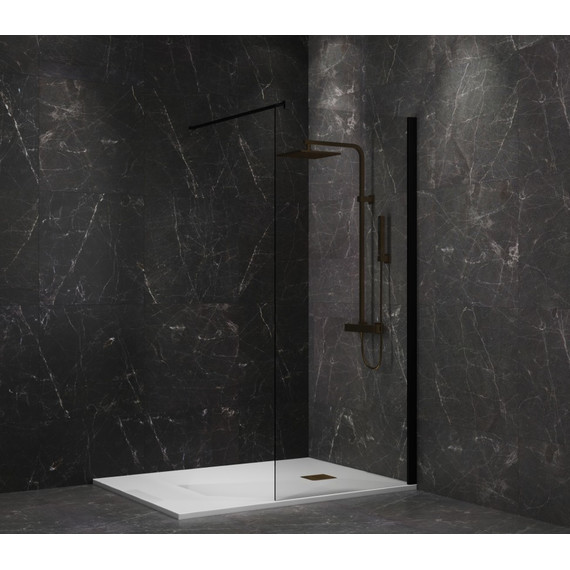 Душевая перегородка Paini 80 см PAINI-WalkIN80C (стекло 8 мм) с кронштейном в комплекте, чёрный/прозрачное фото 5