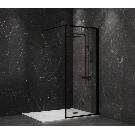 Душевая перегородка Paini 90 см PAINI-WalkIN90F (стекло 8 мм) с кронштейном в комплекте, чёрный/прозрачное фото 4