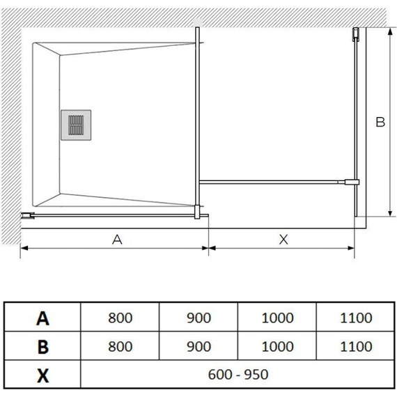 Душевая перегородка Paini 90 см PAINI-WalkIN90F (стекло 8 мм) с кронштейном в комплекте, чёрный/прозрачное фото 7