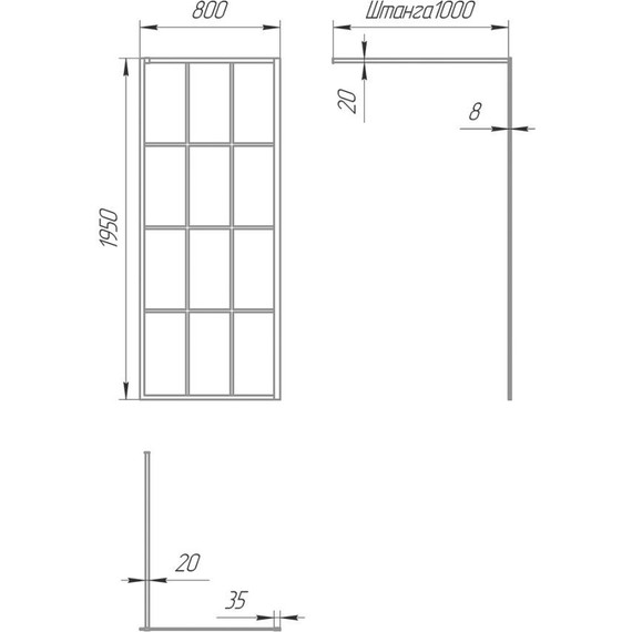 Душевая перегородка Paini 80 см PAINI-WalkIN80G (стекло 8 мм) с кронштейном в комплекте, чёрный/прозрачное фото 10