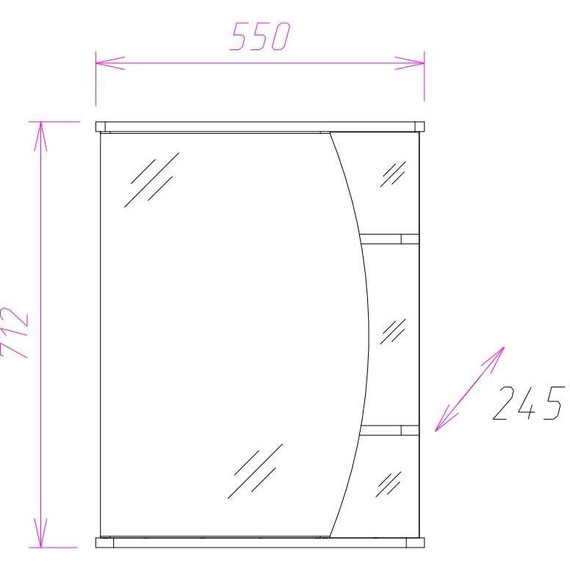 Зеркало-шкаф Onika Луна 55 см R 205521 - 3 Зеркало-шкаф Onika Луна 55 см R 205521 фото 3