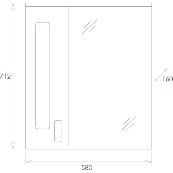 Зеркало-шкаф Onika Кристалл 58 см L 205817 - 6 Зеркало-шкаф Onika Кристалл 58 см L 205817 фото 6
