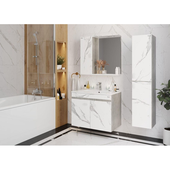 Зеркало-шкаф Onika Марбл 75 см 207524, мрамор/камень бетонный фото 3