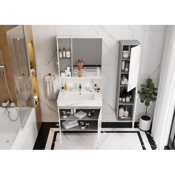 Зеркало-шкаф Onika Марбл 75 см 207524, мрамор/камень бетонный фото 5