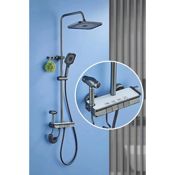 Душевая стойка с гигиеническим душем Dikalan AL-99098, серый матовый - 2 Душевая стойка с гигиеническим душем Dikalan AL-99098, серый матовый фото 2