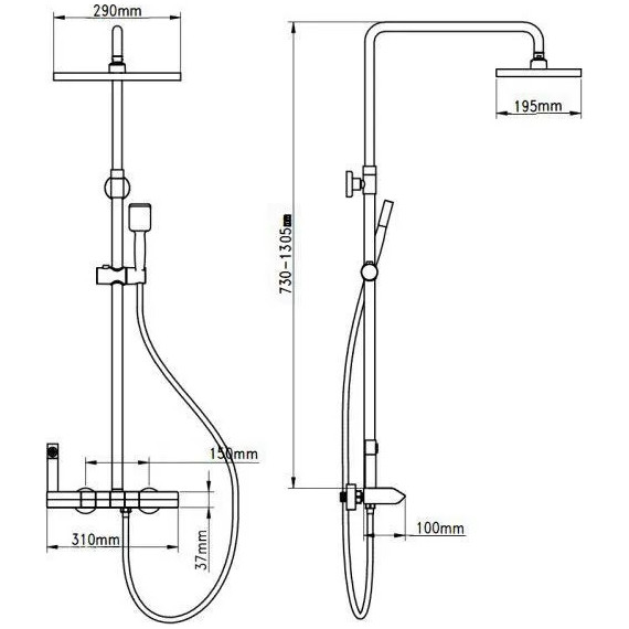 Душевая стойка с гигиеническим душем Dikalan AL-99098, серый матовый - 9 Душевая стойка с гигиеническим душем Dikalan AL-99098, серый матовый фото 9