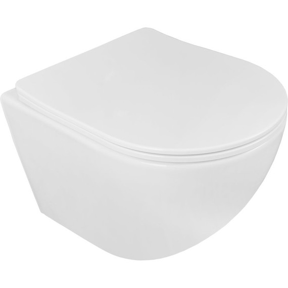 Унитаз подвесной безободковый Loranto Ester 87265 с крышкой микролифт (Система смыва торнадо) - 4 Унитаз подвесной безободковый Loranto Ester 87265 с крышкой микролифт (Система смыва торнадо) фото 4