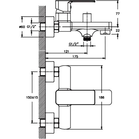 Смеситель для ванны Mixxus Kubus-009 - 6 Смеситель для ванны Mixxus Kubus-009 фото 6