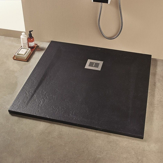 Поддон Sanitana Rocks 90x90 см, чёрный фото 2