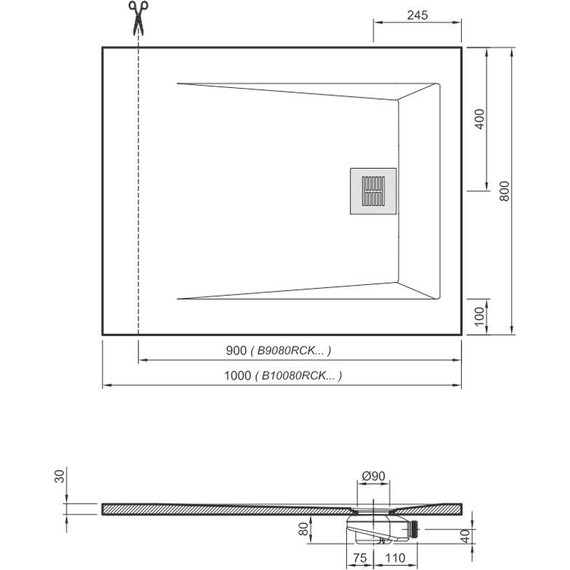 Поддон Sanitana Rocks 100x80 см, антрацит фото 7
