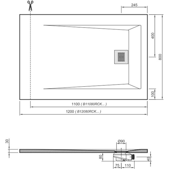 Поддон Sanitana Rocks 120x80 см, чёрный - 7 Поддон Sanitana Rocks 120x80 см, чёрный фото 7