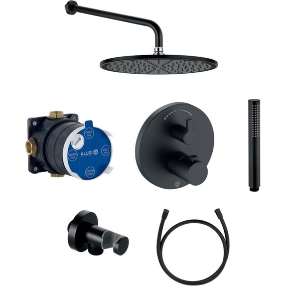 Душевая система для душа с термостатом Kludi Nova Fonte 208313915, черный матовый фото 2