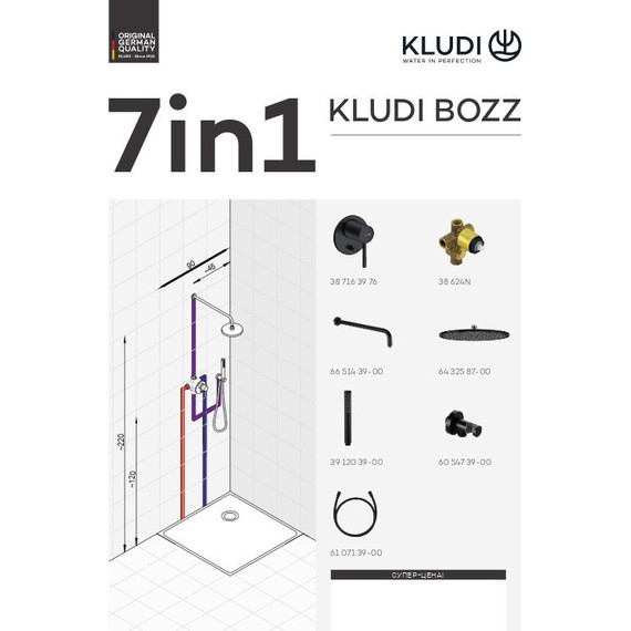 Душевая система для душа Kludi Bozz 387363976, черный матовый фото 2