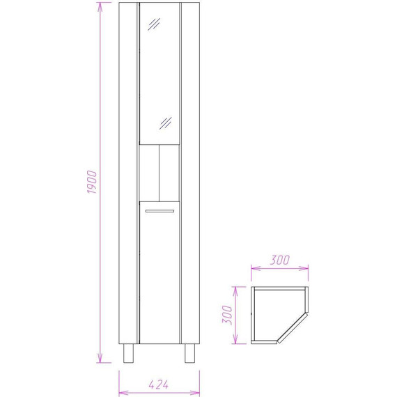 Пенал напольный угловой Onika Дюна 30 см R 403036 - 3 Пенал напольный угловой Onika Дюна 30 см R 403036 фото 3