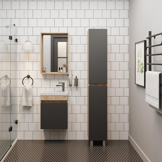 Пенал напольный Onika Милтон 30 см, универсальный, 403078, серый/дуб сонома - 2 Пенал напольный Onika Милтон 30 см, универсальный, 403078, серый/дуб сонома фото 2