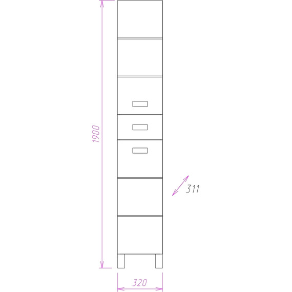 Пенал напольный Onika Балтика 32 см, универсальный, 403214 - 3 Пенал напольный Onika Балтика 32 см, универсальный, 403214 фото 3