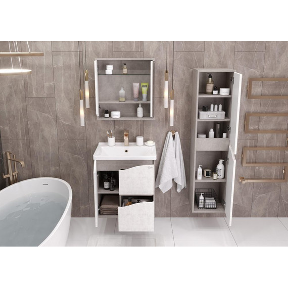 Пенал подвесной Onika Брендон 35 см, универсальный, 403565, бетон крем/камень светлый - 6 Пенал подвесной Onika Брендон 35 см, универсальный, 403565, бетон крем/камень светлый фото 6