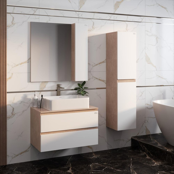 Пенал подвесной Onika Алеста 35 см, универсальный, 403566, белый/камень светлый - 3 Пенал подвесной Onika Алеста 35 см, универсальный, 403566, белый/камень светлый фото 3