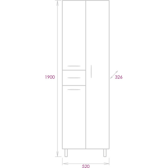 Пенал напольный Onika Модерн 52 см, универсальный, 405208 - 3 Пенал напольный Onika Модерн 52 см, универсальный, 405208 фото 3