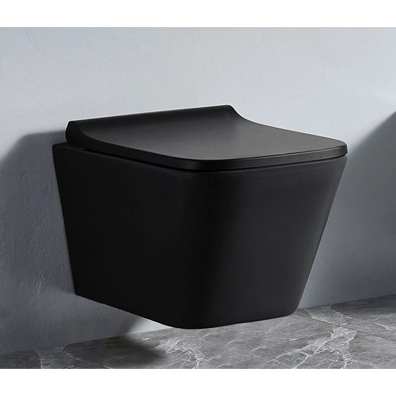 Инсталляция с подвесным безободковым унитазом Azario Teramo AZ-8010-1000+AZ-052-MB+AZ-8200-0087/AZ-P57-0190, черный матовый фото 5