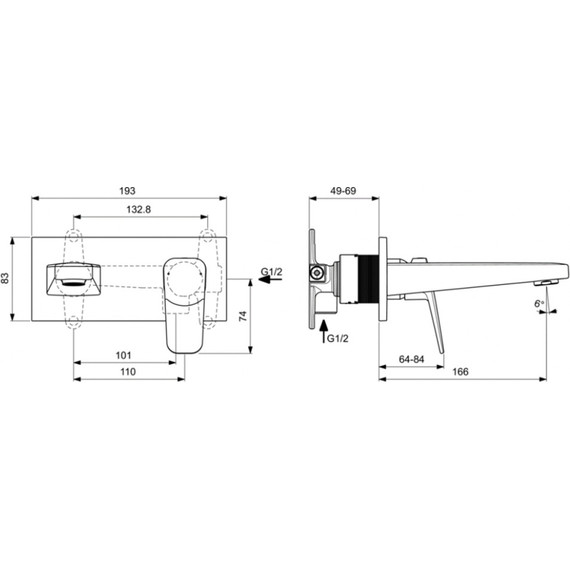 Смеситель для раковины настенный Ideal Standard Ceraplan BD244XG, черный матовый фото 4