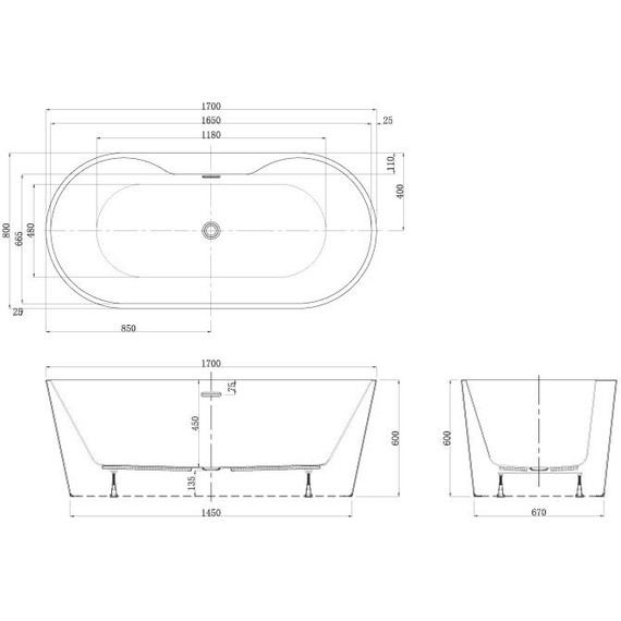 Ванна отдельностоящая Azario Bristol 170x80 см BRI17080D - 6 Ванна отдельностоящая Azario Bristol 170x80 см BRI17080D фото 6