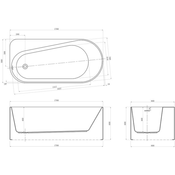 Ванна акриловая Azario Fano 170x80 см FAN17080 L фото 4