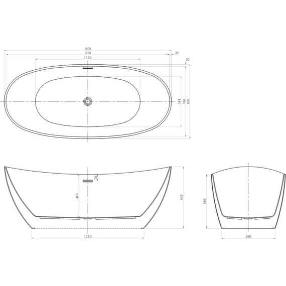 Ванна отдельностоящая Azario Glasgow 180x80 см GLA18080, Размер - мм: 1800х800 фото 9