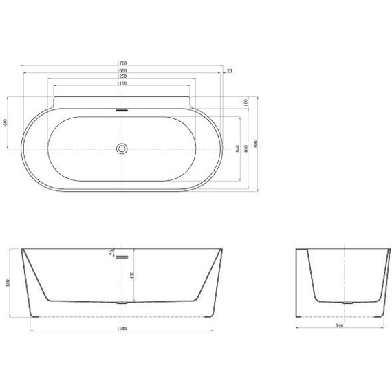 Ванна акриловая Azario Medford 170x80 см MED17080 фото 6