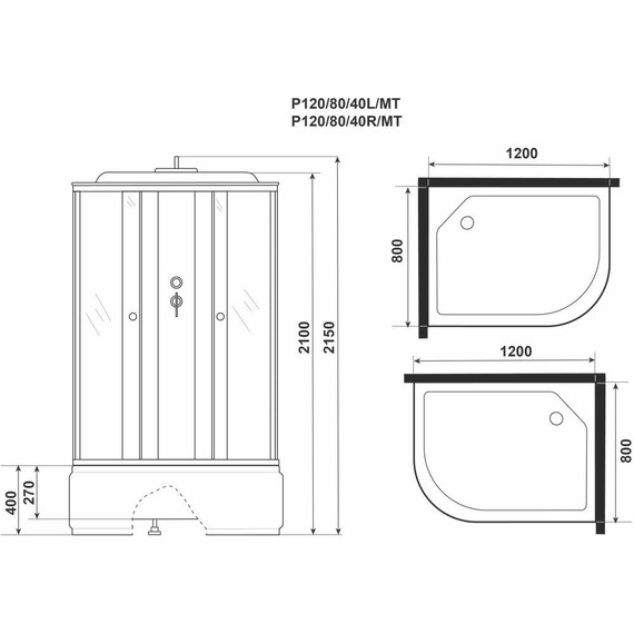 Душевая кабина Niagara Promo P120/80/40L/MT 120x80 см, белый/матовый фото 12