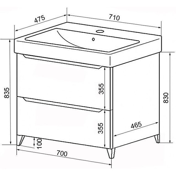 Тумба напольная с раковиной Azario Lotos 70/2 Н см CS00081986 фото 4