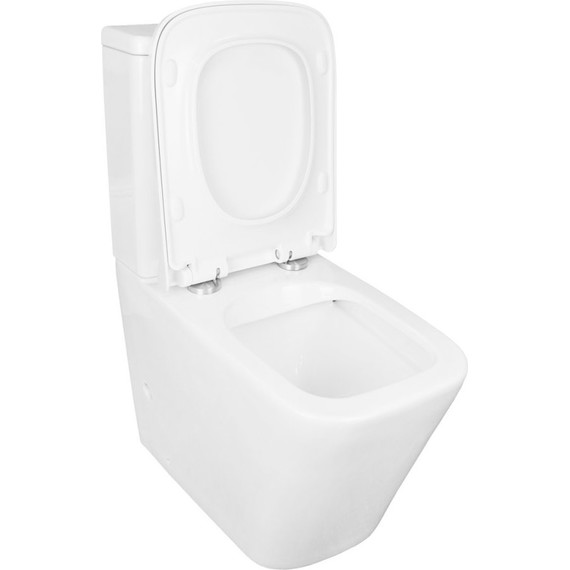 Унитаз-компакт безободковый Azario Quadro AZ-2175 с крышкой микролифт, Цвет производителя: белый фото 3