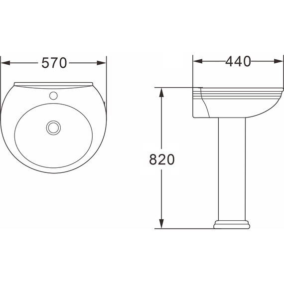 Раковина с пьедесталом Azario Benty 57 см AZ-337P фото 4