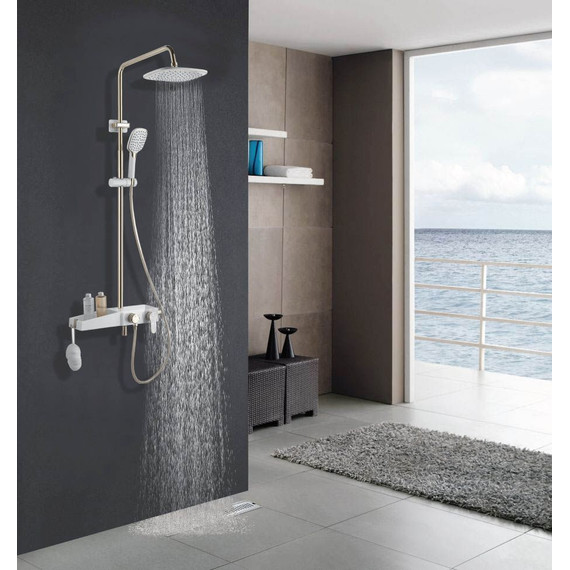 Душевая стойка Azario AZ-801-1, белый/золото, Цвет производителя: белый, золото - 5 Душевая стойка Azario AZ-801-1, белый/золото, Цвет производителя: белый, золото фото 5