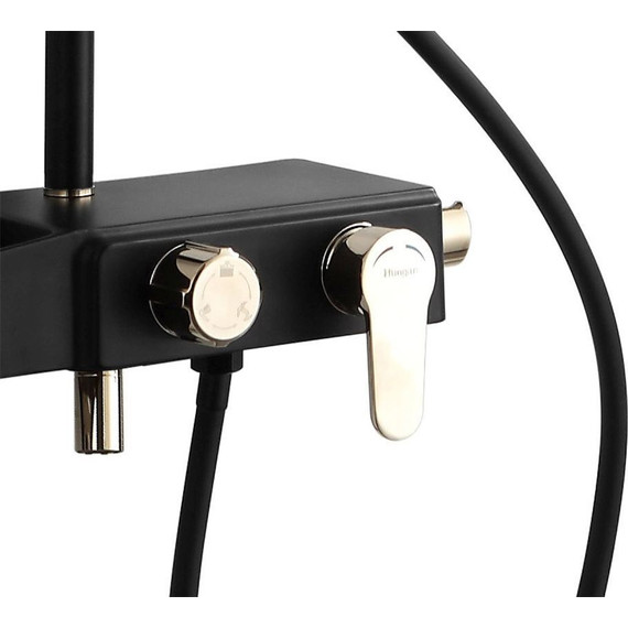 Душевая стойка Azario AZ-801-2, черный/золото, Цвет производителя: чёрный, золото фото 3