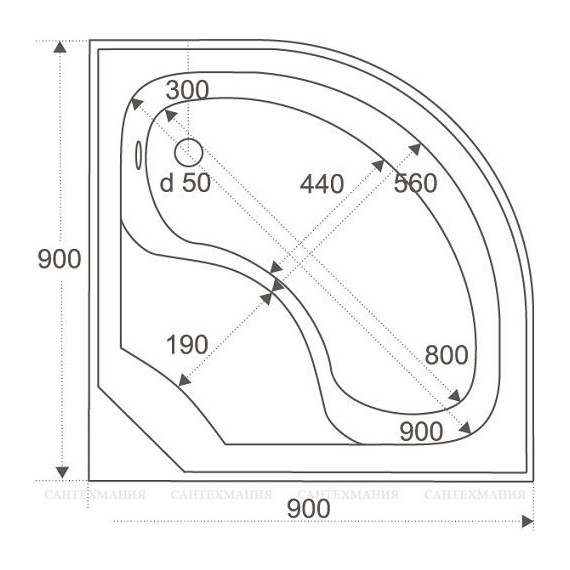Акриловый поддон Bas Корса 90х90 см с каркасом и экраном фото 2