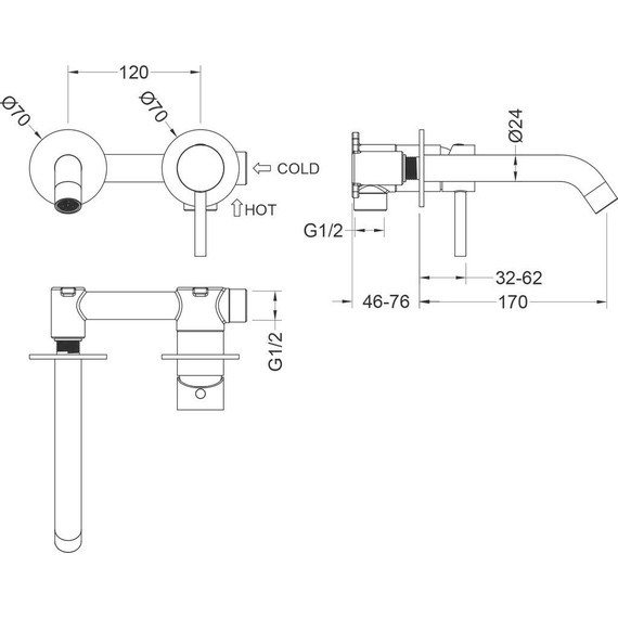Смеситель для раковины настенный Timo Saona 2372/03SM, черный матовый фото 6