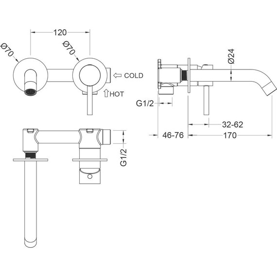Смеситель для раковины настенный Timo Saona 2372/16SM, белый матовый фото 4