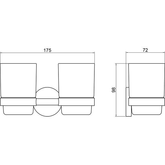 Стакан двойной для зубных щеток Timo Selene 13034/03, черный фото 2