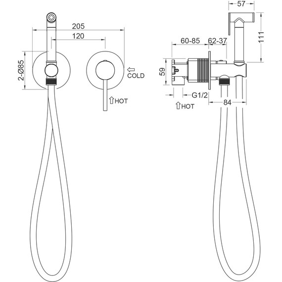Набор для гигиенического душа Timo Saona 2339/17SM, золото матовое фото 2