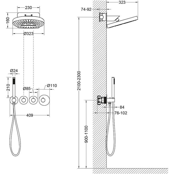 Душевая система для душа с термостатом Timo Saona SX-2329/18SM, черное золото фото 2