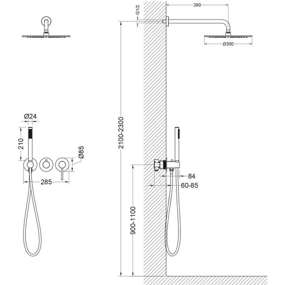 Душевая система для душа Timo Saona SX-2349/03SM, черный матовый фото 4