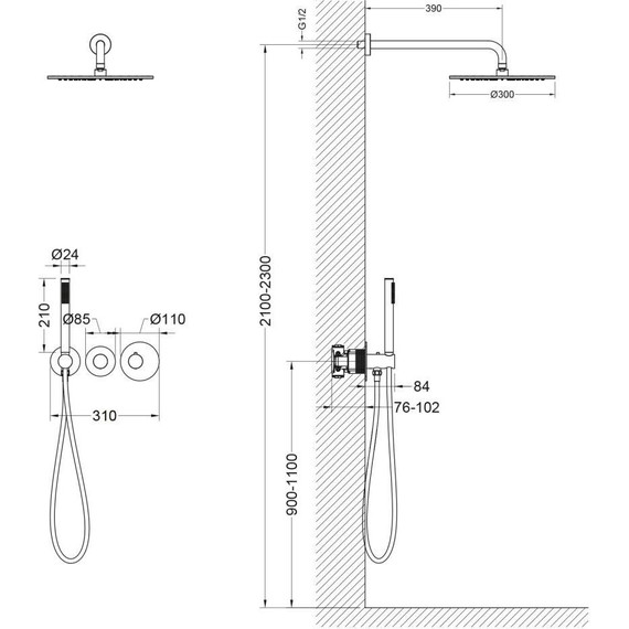 Душевая система для душа с термостатом Timo Saona SX-2359/03SM, черный матовый фото 5